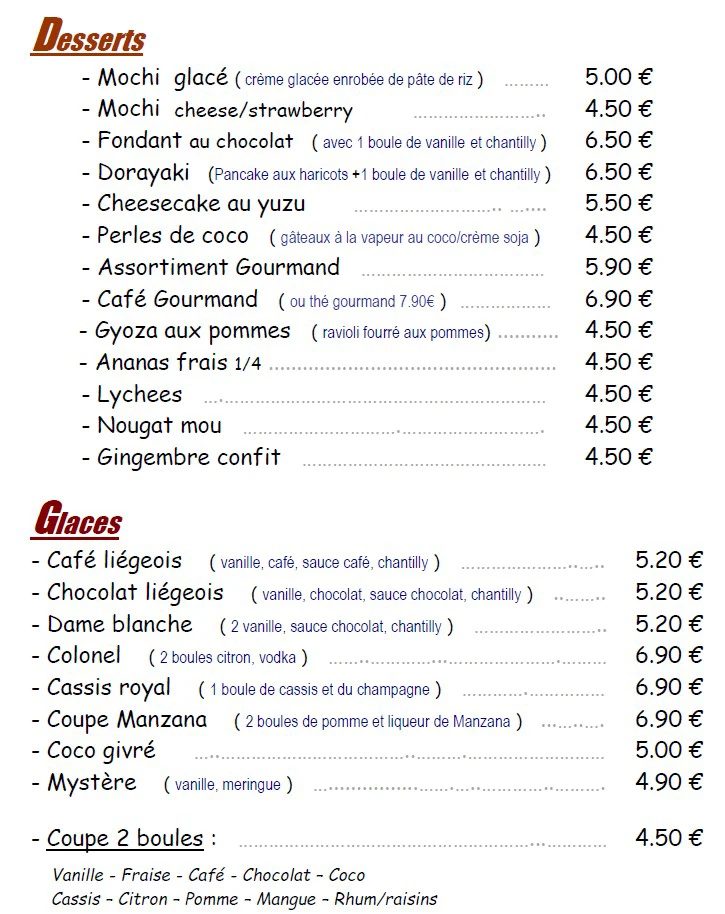 Menu sur place — Le Shogun (9)